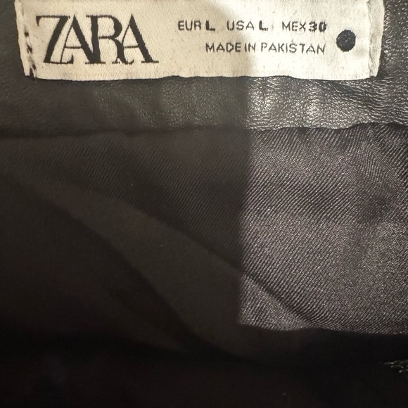 ZARA Real Leather Black Overall Mini Dress – Size L New - Picture 4 of 7